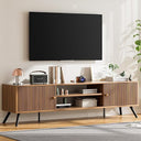 Mid-Century Modern TV Stand with Fluted Door Cabinets
