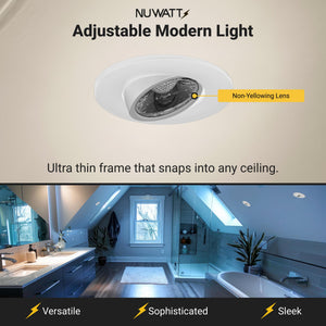 3-Inch Adjustable LED Gimbal Recessed Light – 5 CCT, Dimmable, Canless, 16-Pack