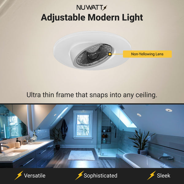 3-Inch Adjustable LED Gimbal Recessed Light – 5 CCT, Dimmable, Canless, 16-Pack