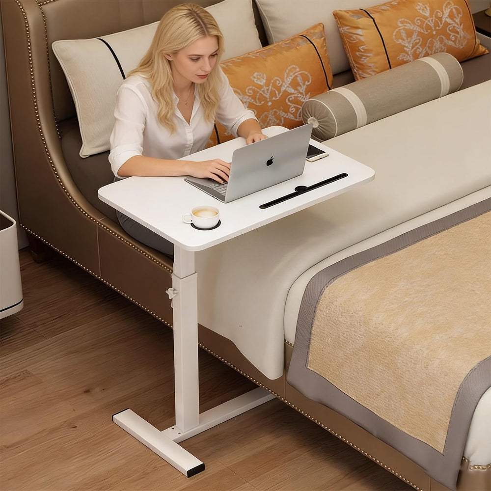 Adjustable Overbed Table with Wheels & Cup Holder