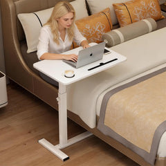 Adjustable Overbed Table with Wheels & Cup Holder
