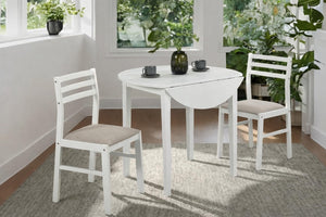 3-Piece Drop Leaf Round Dining Set with 2 Chairs