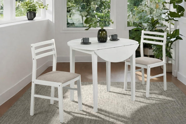 3-Piece Drop Leaf Round Dining Set with 2 Chairs