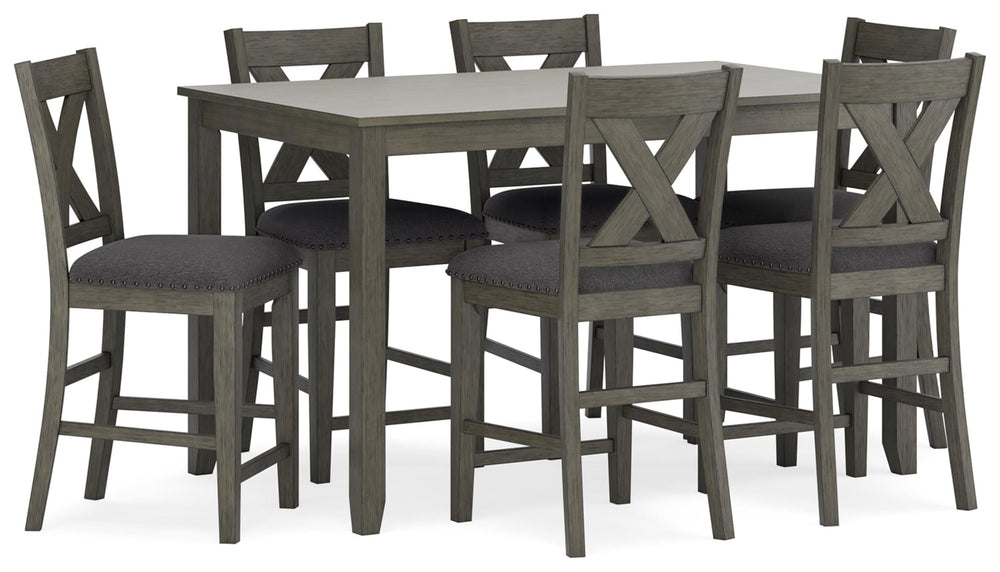 7-Piece Counter Height Dining Set with Upholstered Bar Stools