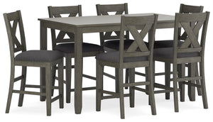 7-Piece Counter Height Dining Set with Upholstered Bar Stools