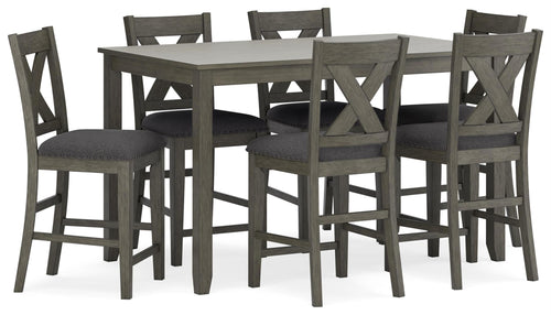 7-Piece Counter Height Dining Set with Upholstered Bar Stools