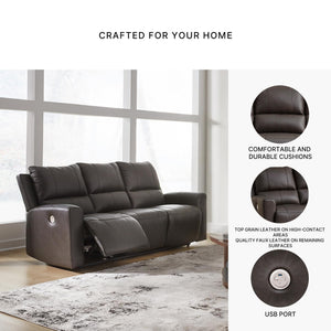Power Reclining Sofa with USB Ports – Dark Brown