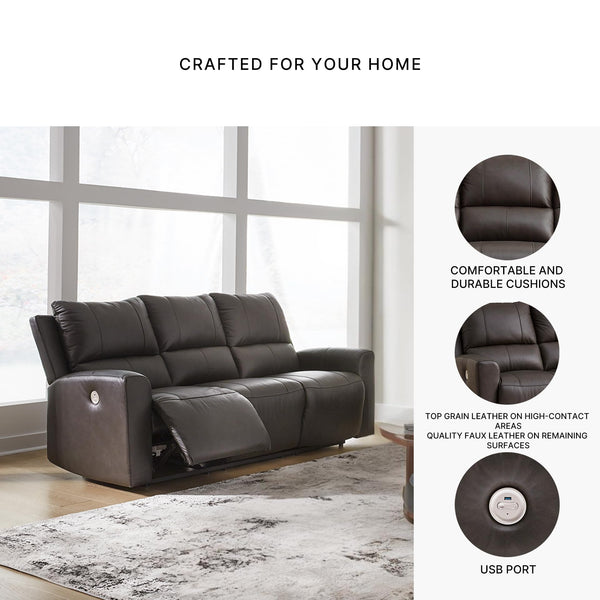 Power Reclining Sofa with USB Ports – Dark Brown