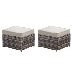 2-Piece Patio Sofa Ottomans with 4.3" Thick Cushions
