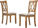 Cross-Back Fabric Upholstered Dining Chair Set of 2