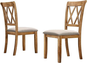 Cross-Back Fabric Upholstered Dining Chair Set of 2