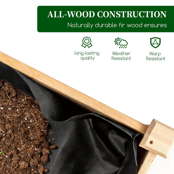 Wood Raised Garden Bed with Legs & Liner