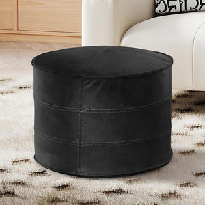 Leather Pouf Ottoman Footstool