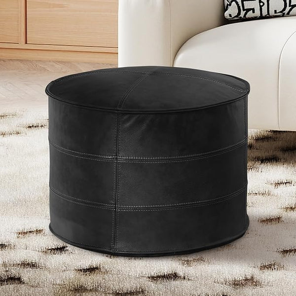 Leather Pouf Ottoman Footstool