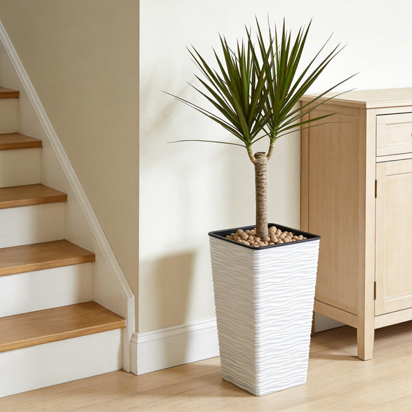 22-Inch Tall Square Tapered Plastic Planter with Inner Pot, 2-Pack