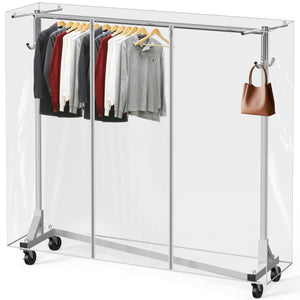 Industrial Z-Base Garment Rack with Cover, 500 lb Capacity
