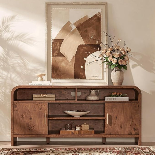 TV Stand for TVs Up to 65" with Storage Cabinet & Adjustable Shelves
