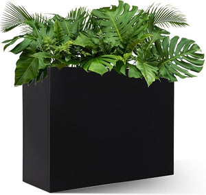Metal Tall Rectangular Planter Box with Drainage Holes & Removable Shelf