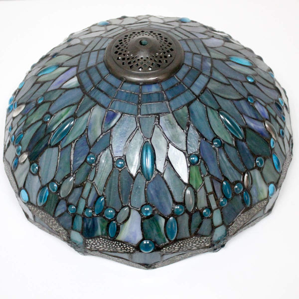 Tiffany Dragonfly Stained Glass Table Lamp – Sea Blue, 16x24 Inch