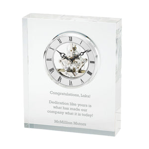 Engraved Crystal Skeleton Desk Clock with Personalization