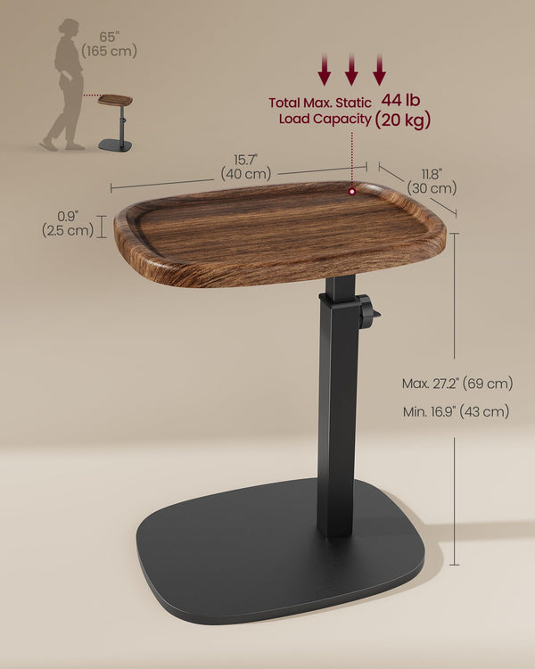 C-Shape Side Table with Adjustable Height