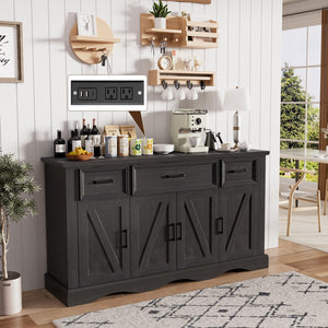 56" Buffet Cabinet with Storage – Farmhouse Sideboard with Drawers, Doors & Adjustable Shelves