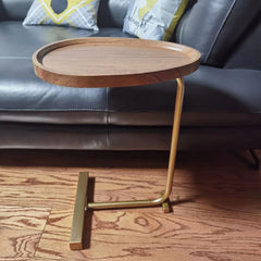 C Shaped Side Table | Metal & Wood | 24 Inch