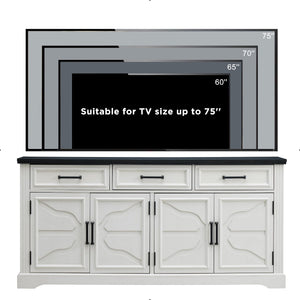 66" TV Stand with 4 Doors & 3 Drawers, Fits TVs Up to 75"