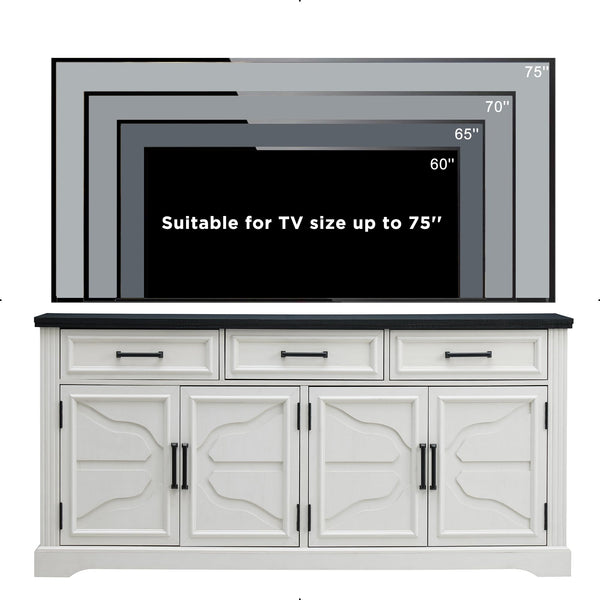 66" TV Stand with 4 Doors & 3 Drawers, Fits TVs Up to 75"