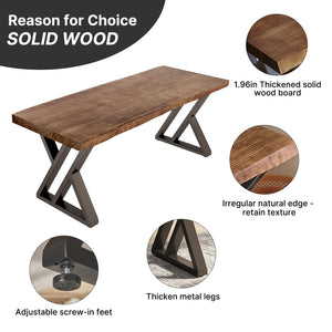 Z-Shape Solid Wood & Metal Computer Desk