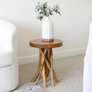 Teak Wood Stick Leg End Table