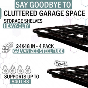 4-Pack Wall-Mounted Garage Shelving System – Heavy-Duty Steel, 840 lb Capacity