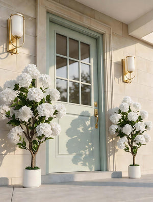 Artificial Crape Myrtle Tree Set of 2, 3.6ft with Pot