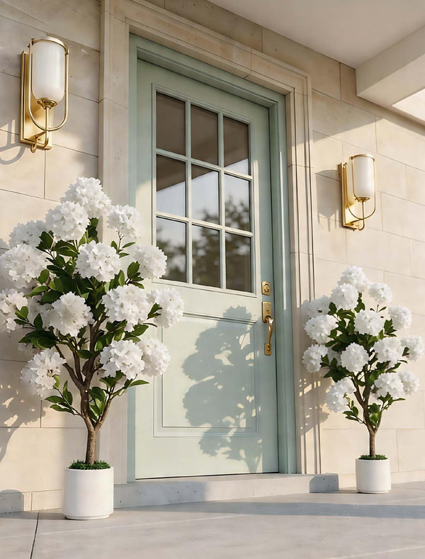 Artificial Crape Myrtle Tree Set of 2, 3.6ft with Pot