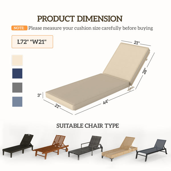 Outdoor Chaise Lounge Cushions Set of 2
