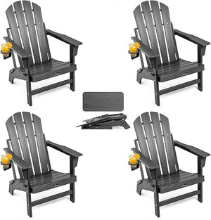 Folding Adirondack Chair – HDPE, All-Weather, with Cup Holder
