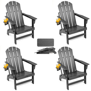Folding Adirondack Chair – HDPE, All-Weather, with Cup Holder