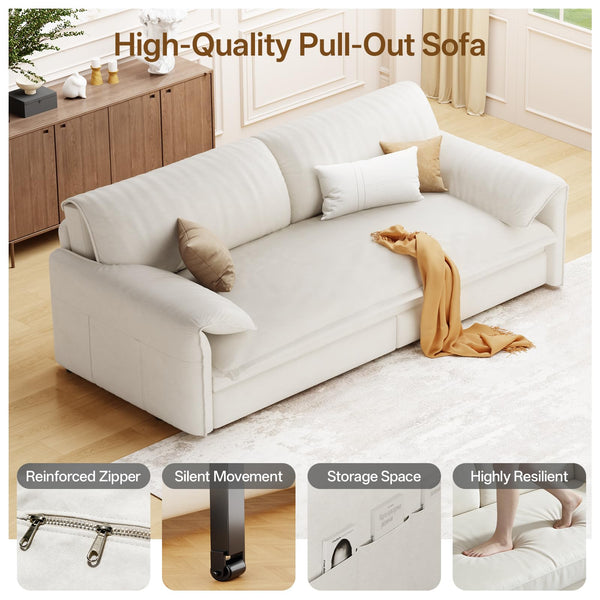 Queen Sleeper Sofa Bed – 3-in-1 Convertible Velvet Pull-Out Couch