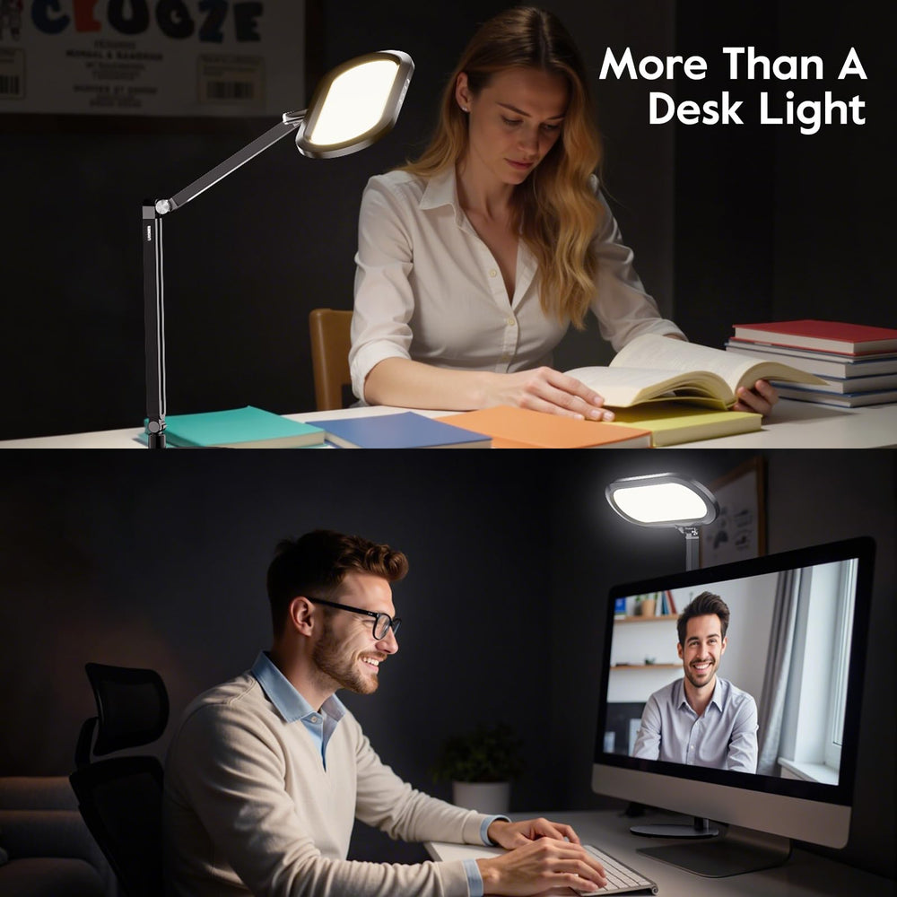 LED Desk Lamp with 3D Ambient Light & Adjustable Swing Arm