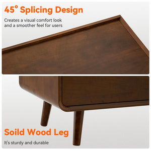 Walnut Nightstand with Charging Station & Drawers