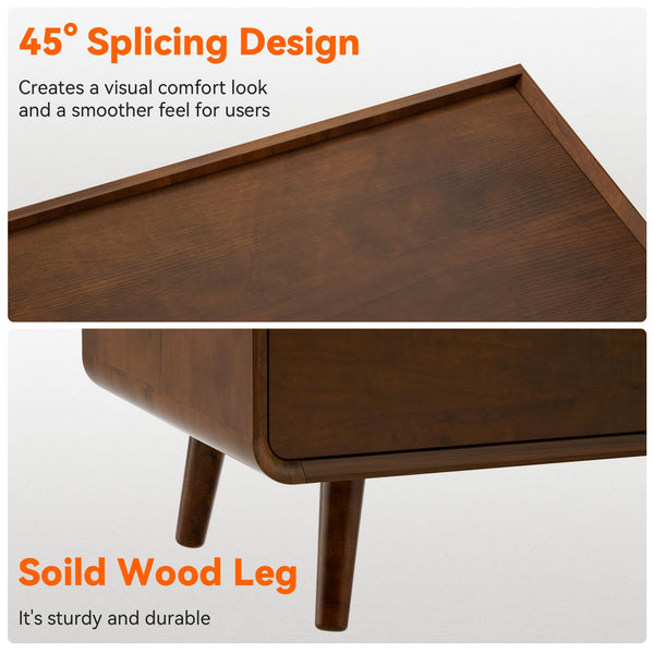 Walnut Nightstand with Charging Station & Drawers