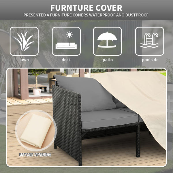 3-Piece Outdoor PE Rattan Patio Conversation Set