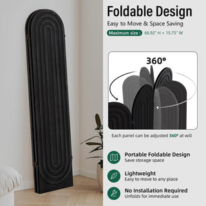 4-Panel Arched Wood Room Divider