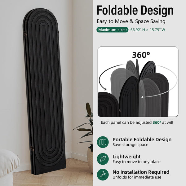 4-Panel Arched Wood Room Divider