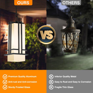 Modern Outdoor Pendant Light – Aluminum Hanging Lantern with Adjustable Chain