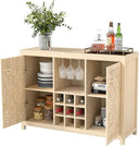 47" Wine Bar Cabinet with 2 Doors, Wine Rack, Glass Holder & Storage – White