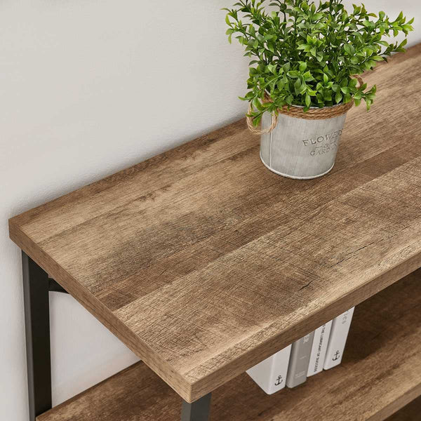Industrial Console Table with Shelves – 55 Inch Vintage Oak