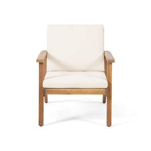 Outdoor Acacia Wood Club Chairs with Cushions (Set of 2)