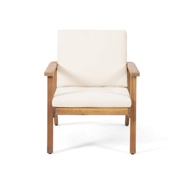 Outdoor Acacia Wood Club Chairs with Cushions (Set of 2)