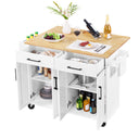 Rolling Kitchen Island Cart with Drop Leaf & Storage
